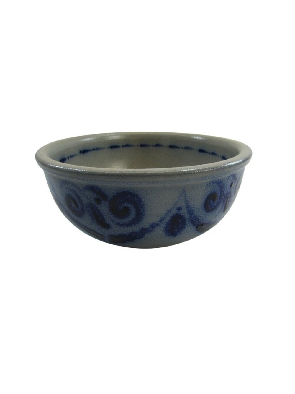 Vintage Gray Stoneware Blue Accents Germany Bowl 33613